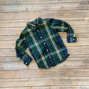 Gymboree Green Plaid, Collared, Long-Sleeve, Button-down Shirt XS (3-4)